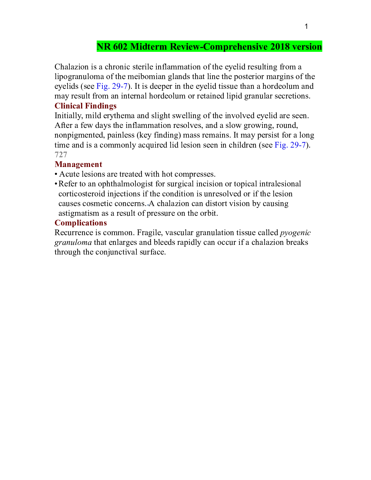 Preview image for NR 602 Midterm Review-Comprehensive 2018 version